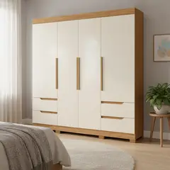 VEKKAHOME - Clóset Vivacce Ligth 4 Puerta(s) 4 Cajón(es) 5 Repisa(s) 212x217x47 cm