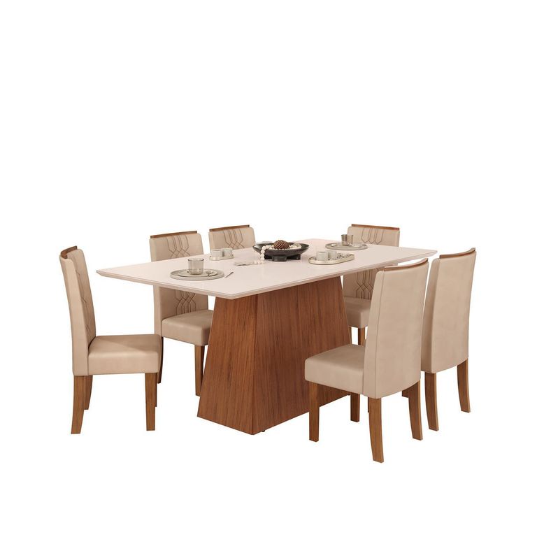Juego de Comedor Dulce Zoe 6 Sillas Mesa Rectangular 90x80x180 cm Café