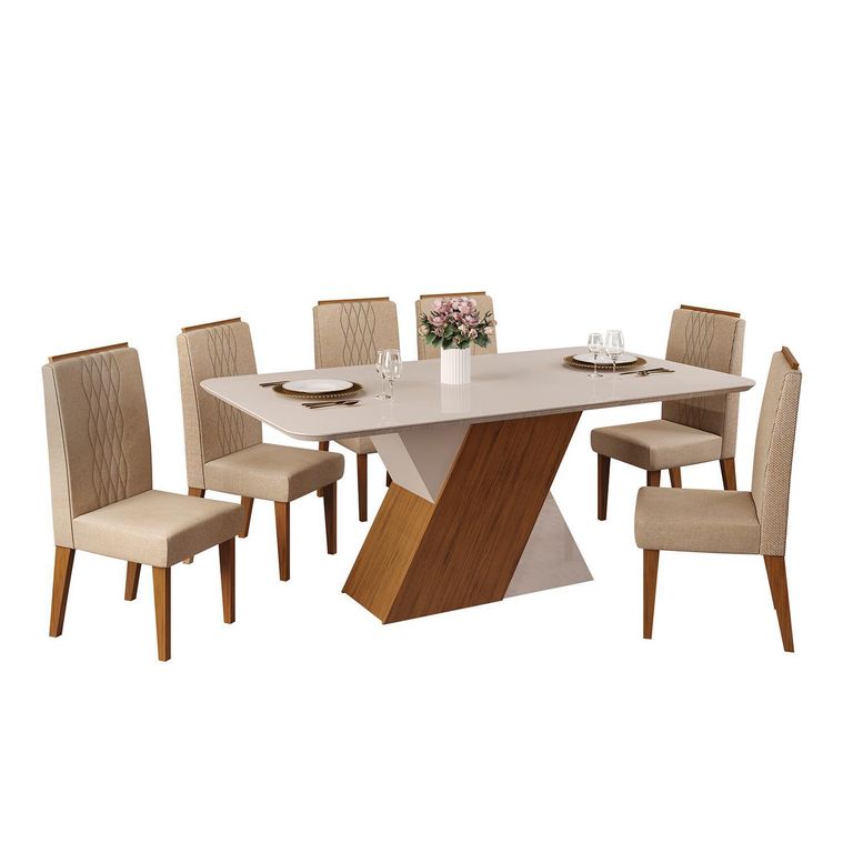 Juego de Comedor Rubi 6 Sillas Mesa Rectangular 90x79,5x170 cm Café