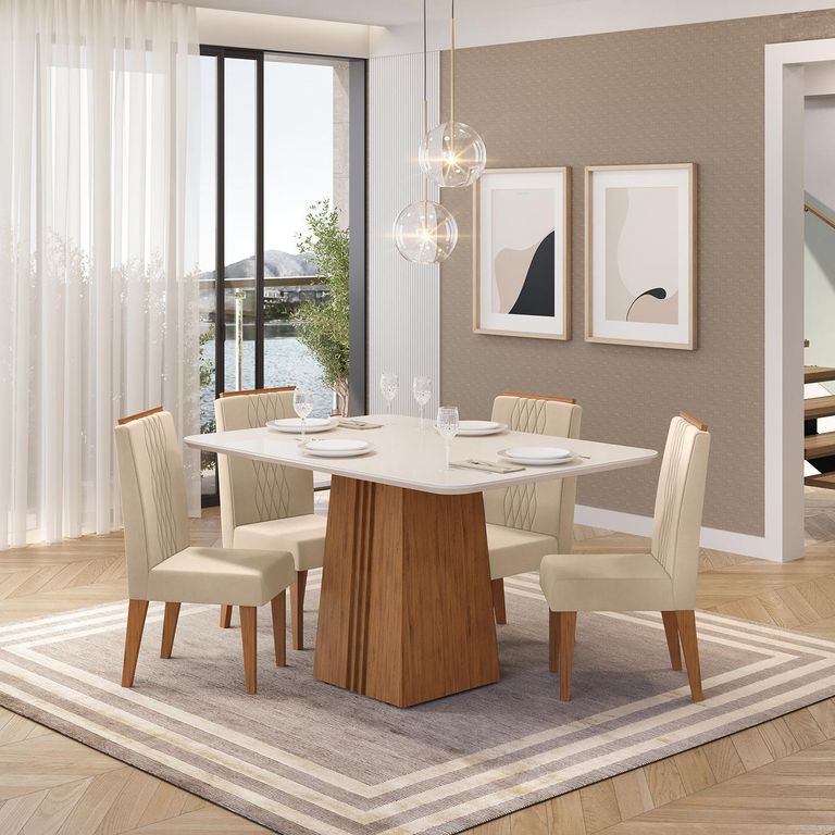 Juego de Comedor Italia 4 Sillas Mesa Rectangular 90x79,5x120 cm Café