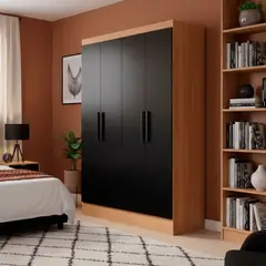 ROCA - Clóset Ámbar 4 Puerta(s) 4 Repisa(s) 107x182x46 cm Canela/Negro