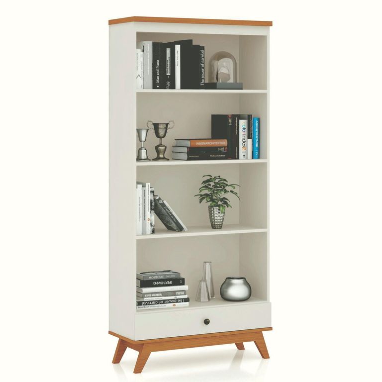 Estante Recife MDF 3 Nivel(es) 81x180x32 cm Blanco/Canela