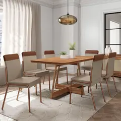 ROCA - Juego de Comedor Can-avell 6 Sillas Mesa Rectangular 90x75,5x155 cm Café