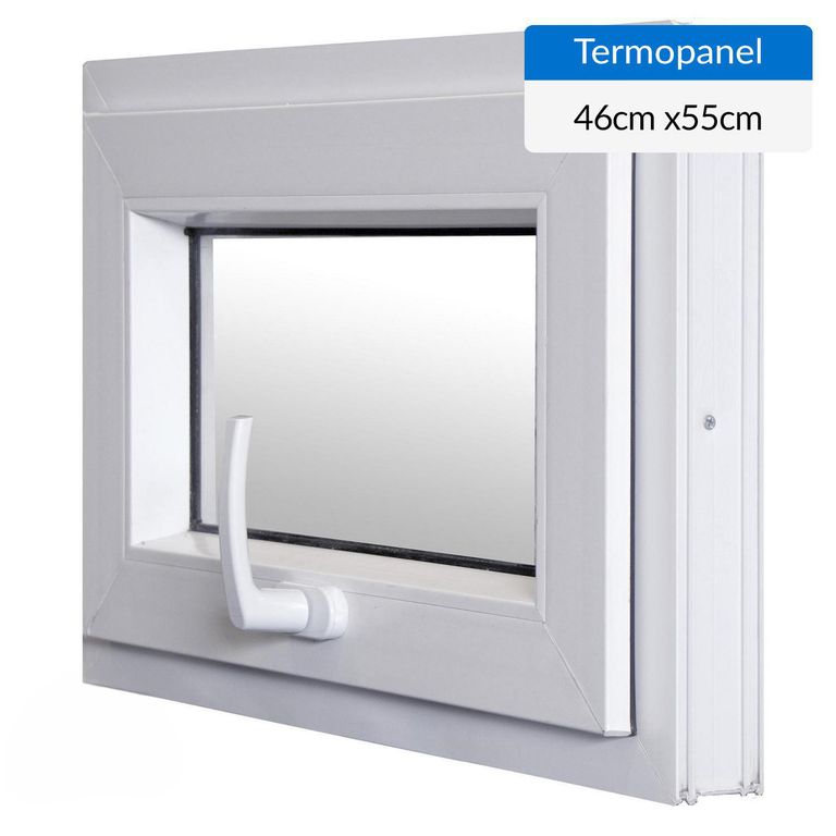 Ventana PVC 46x55 proyectante termopanel vidrio opaco 3mm bl VCH-0013