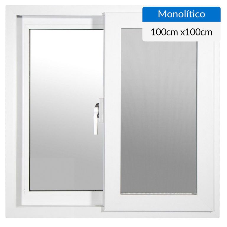 Ventana PVC Corredera 100x100 cm Vidrio Monolítico blanco
