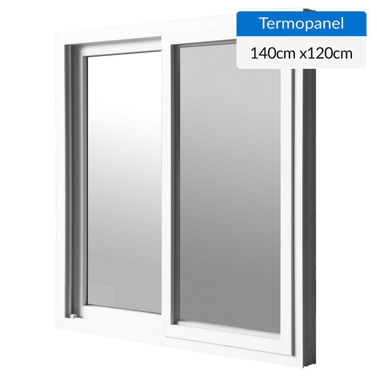 Ventana PVC Corredera 140x120 cm Vidrio Termopanel Blanco