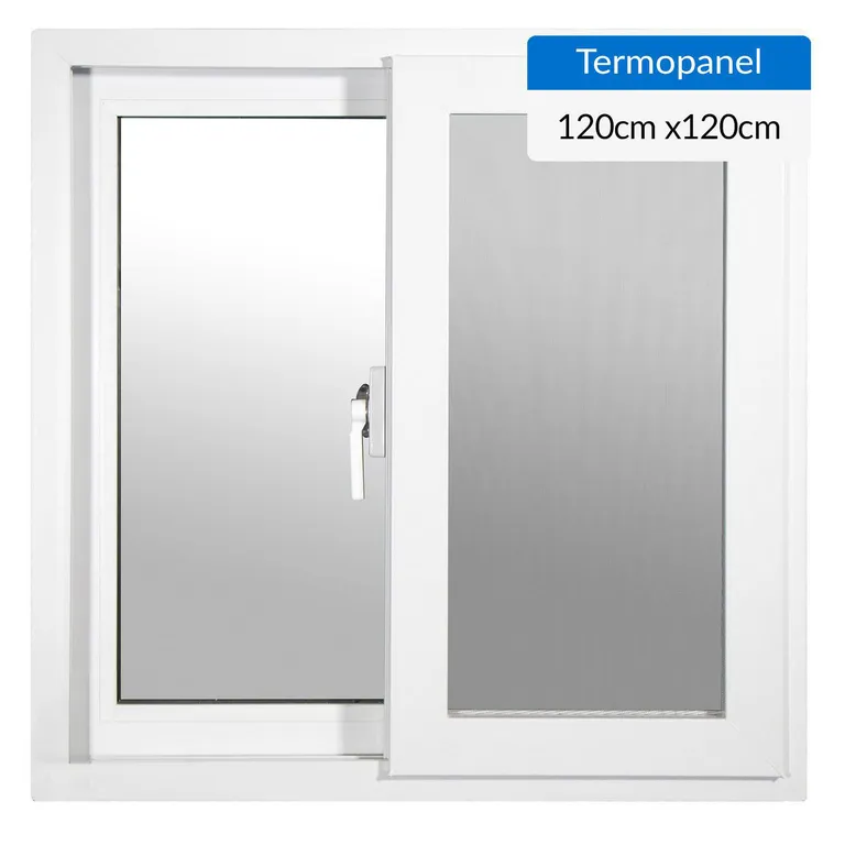 Ventana PVC Corredera 120x120 cm Vidrio Termopanel Blanco