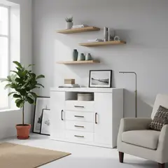 ONESSTA - Cómoda 2 Puertas 4 Cajón(es) Master 129x99x46.8 cm Blanco