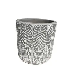 DECOGREEN - Macetero Hoja de Cemento 13x13.5 cm Gris