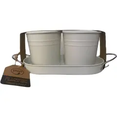 DECOGREEN - Set 2 Maceteros de Metal 20x12 Crema