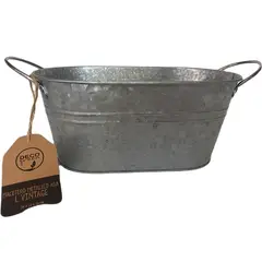 DECOGREEN - Macetero con Asa de Metal 24x10 cm Gris