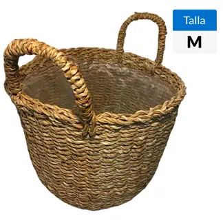 DECOGREEN - Macetero Canasto Delhi de Fibra de Vidrio 33x28 cm Café