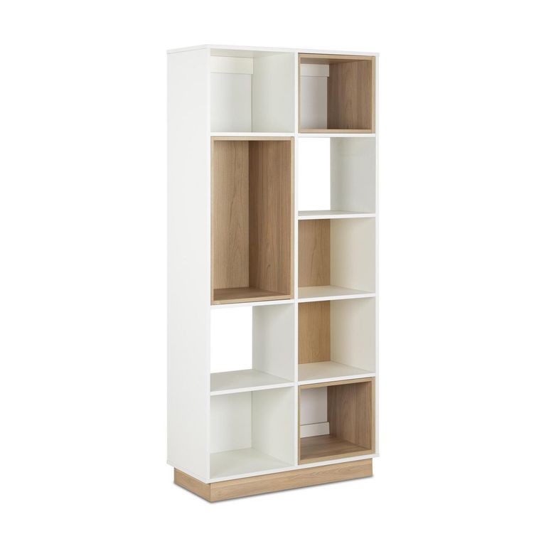 Librero Barcelona Melamina 7 Nivel(es) 80x180x35 cm Blanco/Olmo Alpino