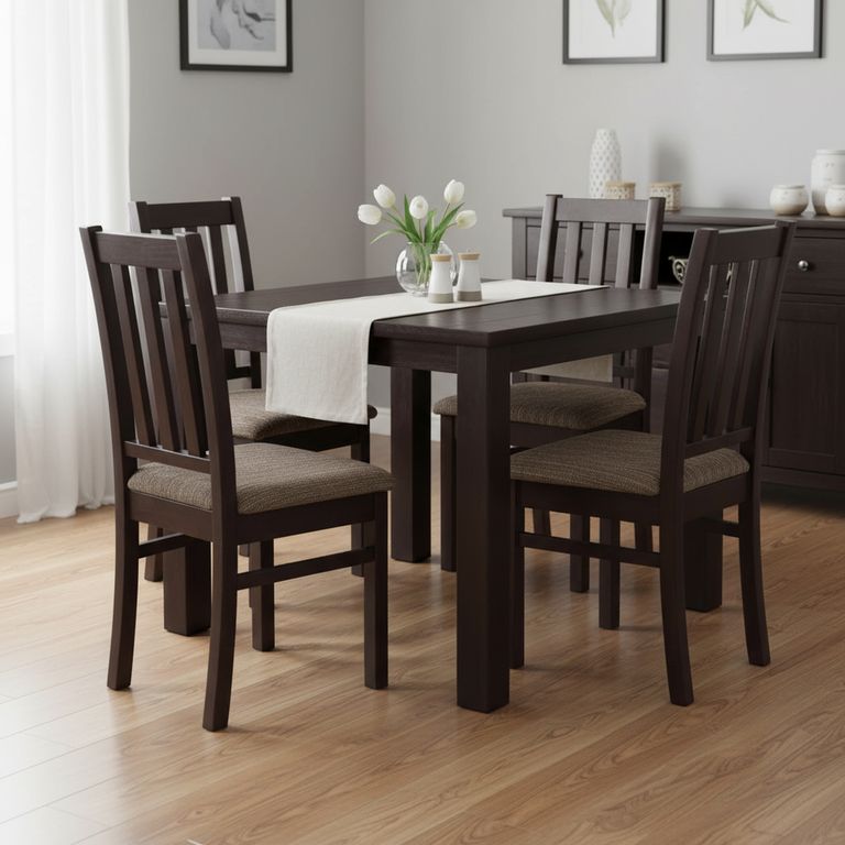 Juego de Comedor Ñuble 4 Sillas Mesa Cuadrada 95x77x95 cm Café