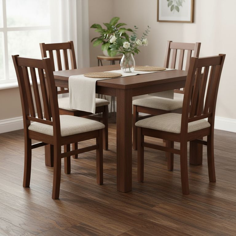 Juego de Comedor Ñuble 4 Sillas Mesa Cuadrada 95x77x95 cm Café