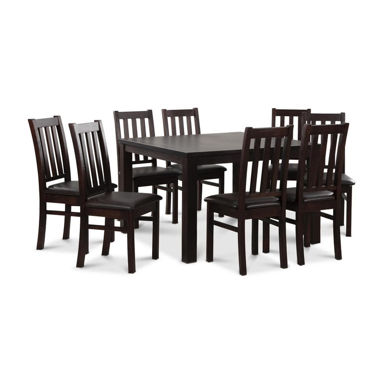 Juego de Comedor Ñuble 8 Sillas Mesa Cuadrada 120x77x120 cm Café