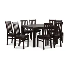 CIC - Juego de Comedor Ñuble 8 Sillas Mesa Cuadrada 120x77x120 cm Café