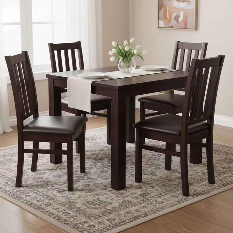 Juego de Comedor Ñuble 4 Sillas Mesa Cuadrada 95x77x95 cm Café