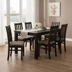 CIC - Juego de Comedor Ñuble 8 Sillas Mesa Cuadrada 120x77x120 cm Café