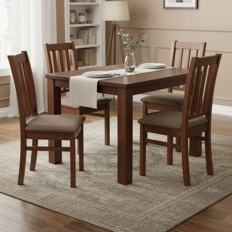 Juego de Comedor Ñuble 4 Sillas Mesa Cuadrada 95x77x95 cm Café