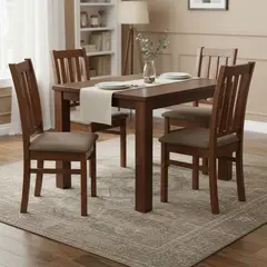 CIC - Juego de Comedor Ñuble 4 Sillas Mesa Cuadrada 95x77x95 cm Café