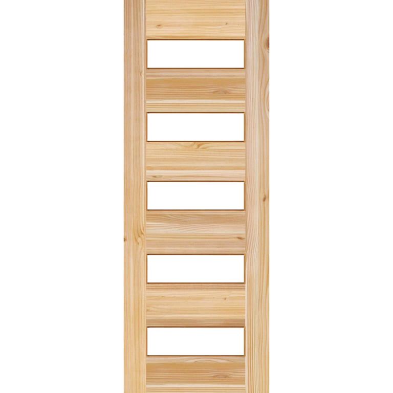 Puerta Exterior Madera pino oregón 80x200 cm Modelo 108 Natural