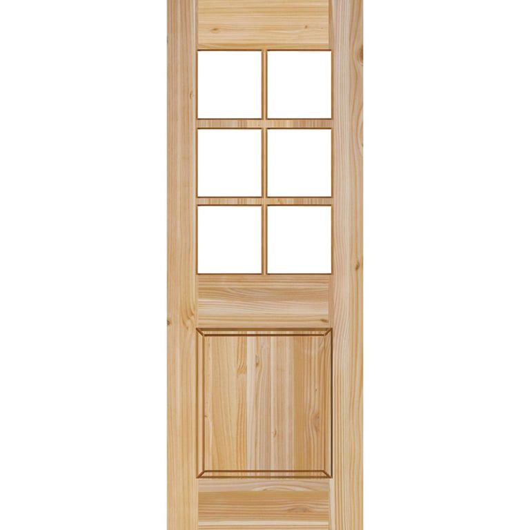 Puerta Exterior Madera pino oregón 80x200 cm Modelo 19 Natural