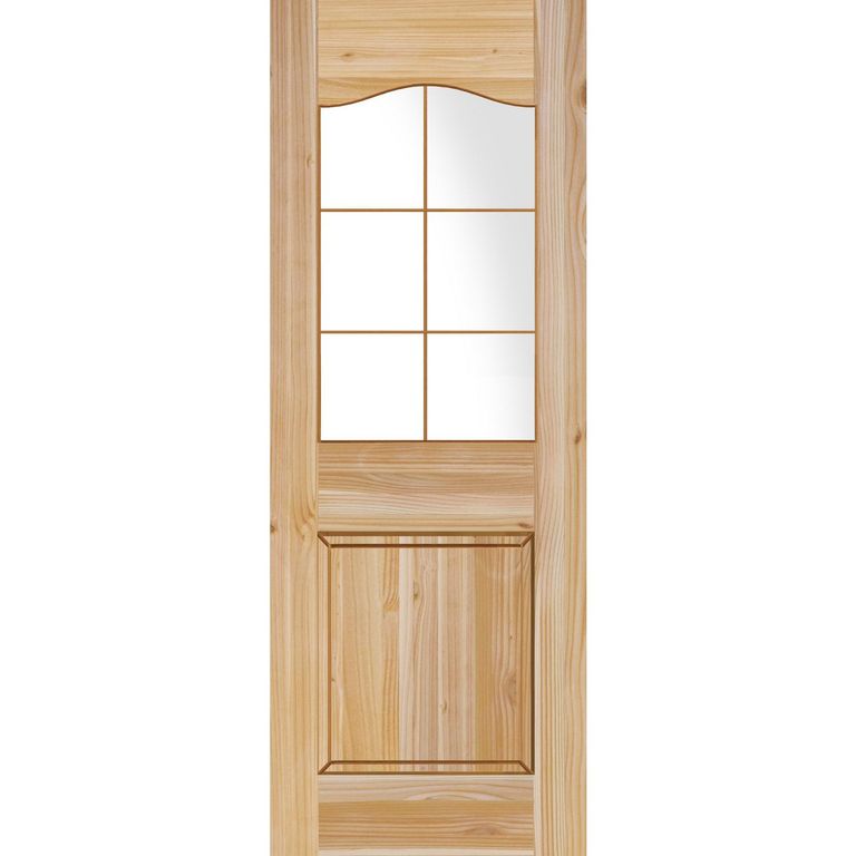 Puerta Exterior Madera pino oregón 80x200 cm Modelo 103 Natural