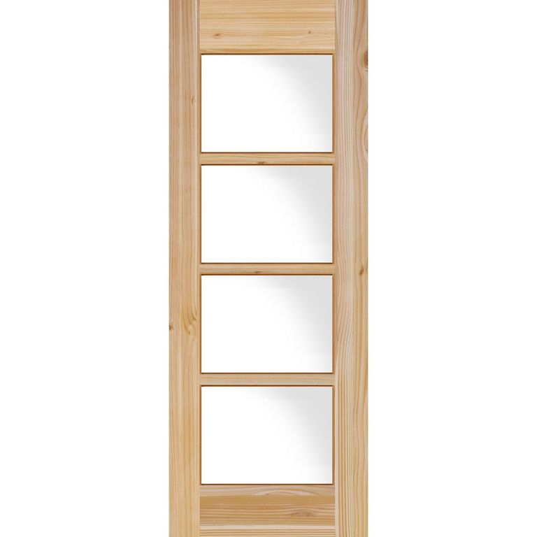 Puerta Exterior Madera pino oregón 80x200 cm Modelo 131 Natural