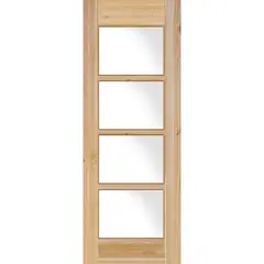 HOLZTEK - Puerta Exterior Madera pino oregón 80x200 cm Modelo 131 Natural