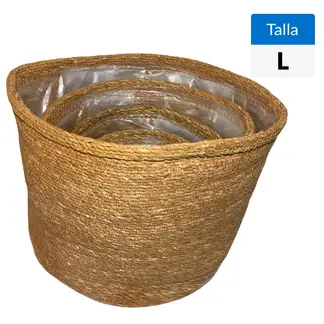 DECOGREEN - Macetero Canasto Rama Tejida Decorativa 35 X 30 Cm