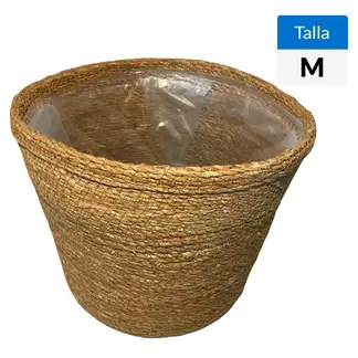 DECOGREEN - Macetero Canasto Tejido Rama 30 X 25 Cm Para Plantas