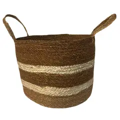 DECOGREEN - Cesto Decorativo Bicolor Con Asas 28X26 Cm