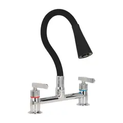 STRETTO - Combinación Lavaplatos Biletti Flessi Caño Negro Mate, cuerpo cromo