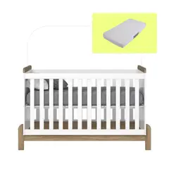 HOME MOBILI - Cuna + Colchón Neptuno Blanco/café 95.5x145x76 cm