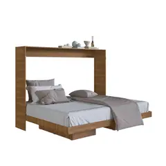 HOGA - Cama Plegable Horizontal 2 plazas Manhattan Nogal