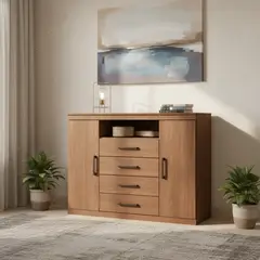 ONESSTA - Cómoda 2 Puertas 4 Cajón 129x99x46,8 cm Café