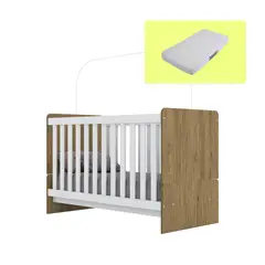 HOME MOBILI - Cuna + Colchón Pluton Blanco/café 87x132.5x66 cm