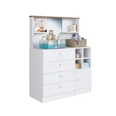 KIDSCOOL - Cómoda 1 Puerta 4 Cajón 89x116x38 cm Blanco