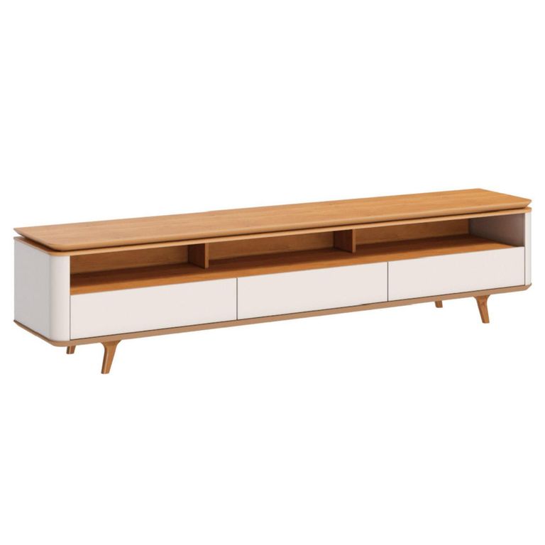 Rack TV 70 " Stand Blanco/Caramelo 180x54.8x43 cm