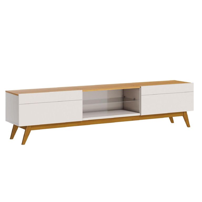 Rack TV 70 " Stand Blanco/Caramelo 180.2x52x40.3 cm