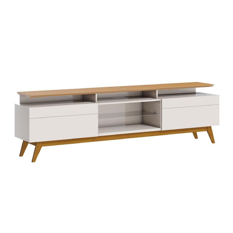 Rack TV 70 " Plus Blanco/Caramelo 180.2x63.5x40.3 cm