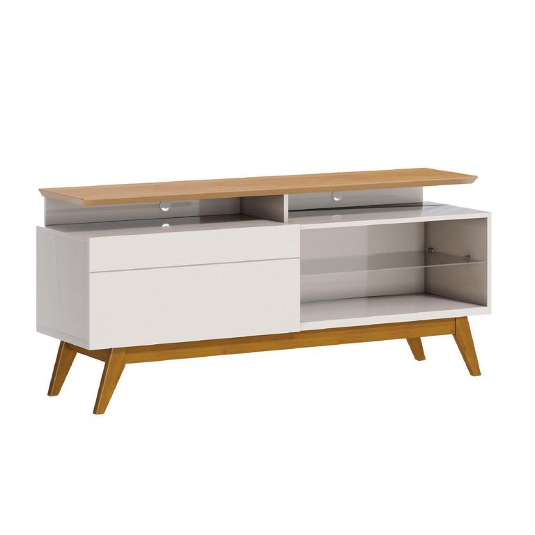 Rack TV 55 " Plus Blanco/Caramelo 146x63.5x40.3 cm