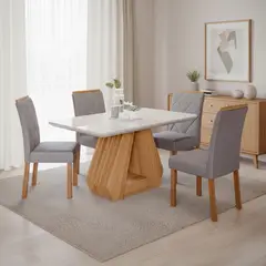 DECOCASA - Juego de Comedor Agata 4 Sillas Mesa Rectangular 80x77,5x130 cm Transparente