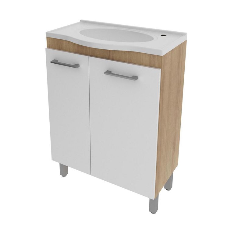 Mueble de Baño 2 Puertas con Lavamanos BN3650.0002 Blanco/Almendra 60x84.3x35 cm