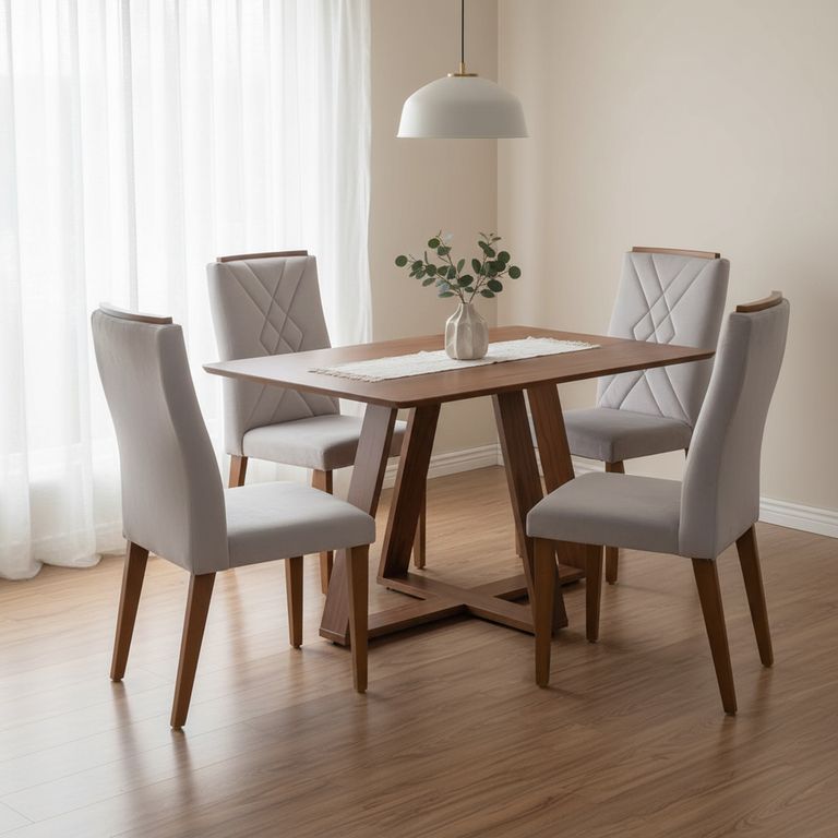 Juego de Comedor Megan 4 Sillas Mesa Rectangular 90x74,7x135 cm Café