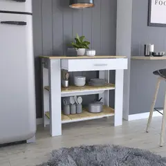 TUHOME - Isla de Cocina Cala 40 1 Cajón Blanco Macadamia