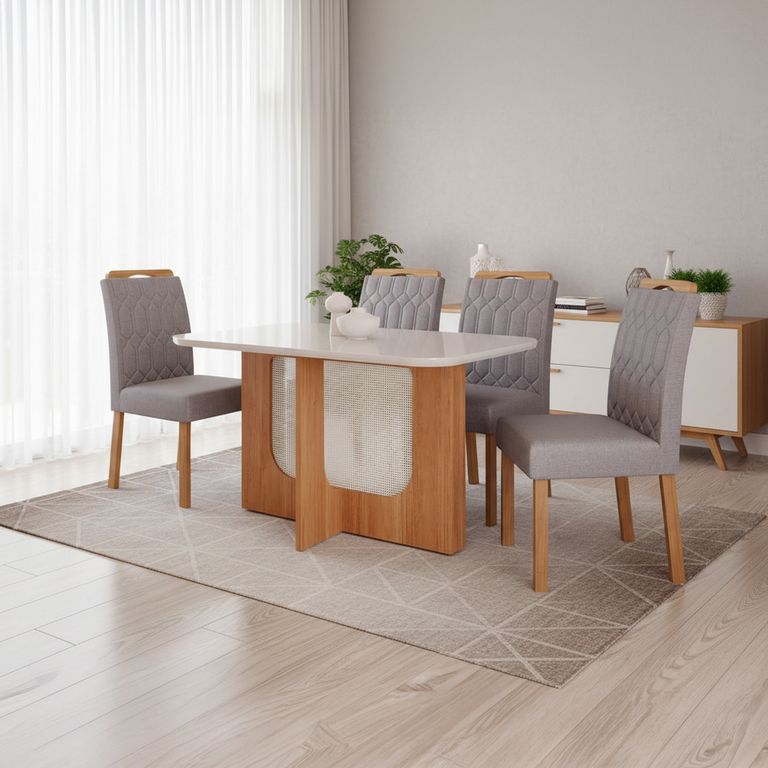 Juego de Comedor Louis 4 Sillas Mesa Rectangular 80x76x130 cm Transparente