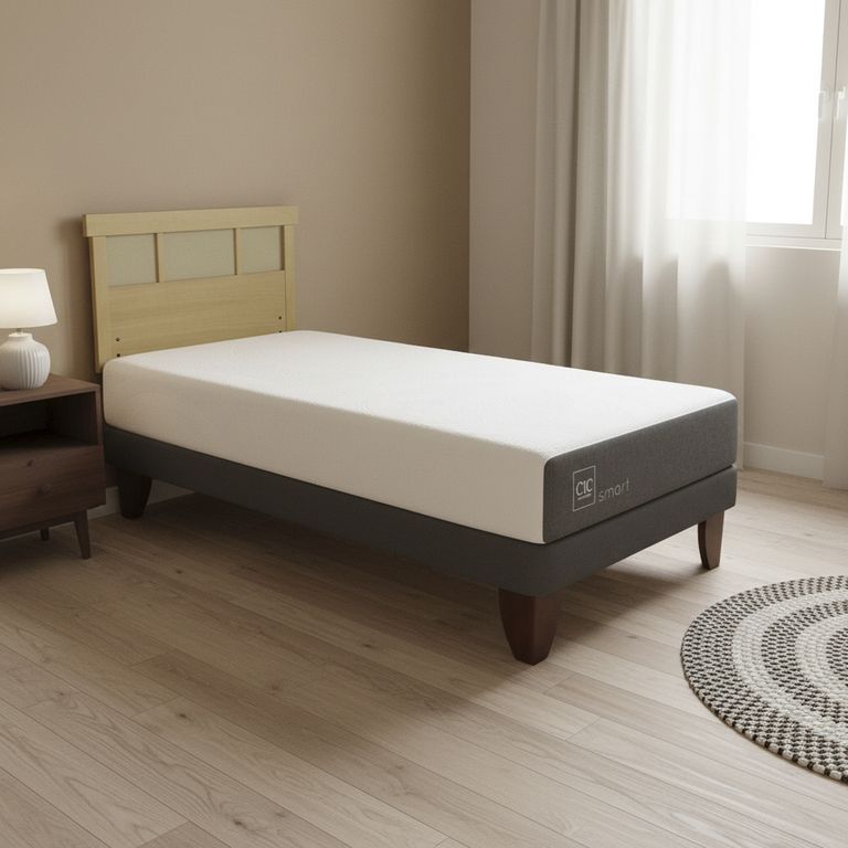 CIC Cama Europea Smart 1P Respaldo Dublin Mostaza