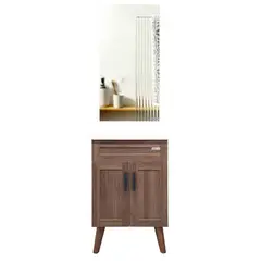 DOMSA - Kit Mueble Vanitorio Con Botiquín Nogal 50x80x40 cm